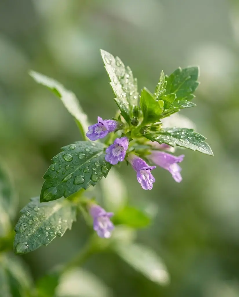 Close-up of purple rice paddy herb flowers (Limnophila aromatica)